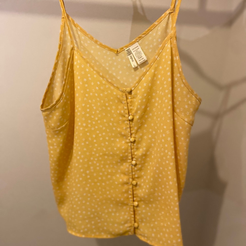 Japna Yellow Floral Button-Front Camisole